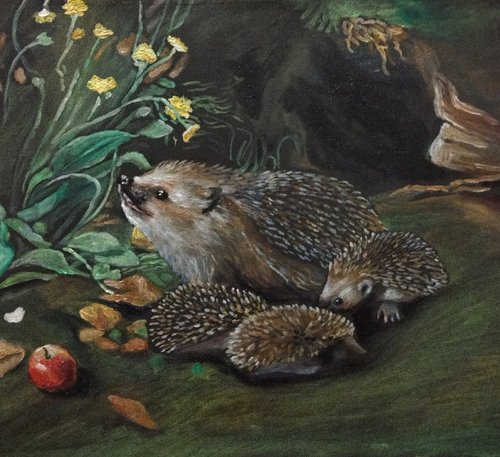 Hedgehog family by Viktória Déri