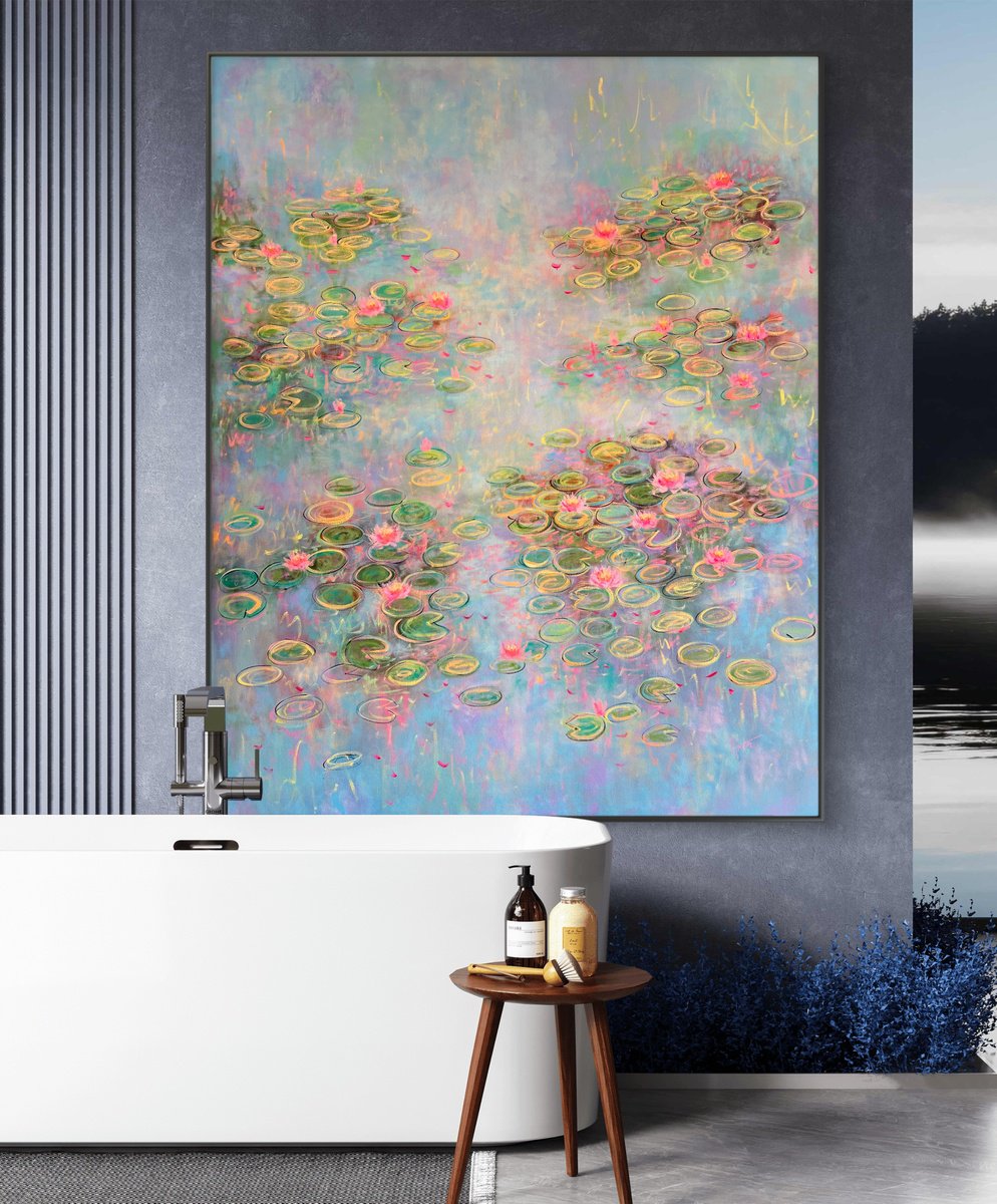 Impressionistic Landscape Acrylic Painting By Amita Dand, 48 X 60, If Paradise Was Blue, Original Artwork