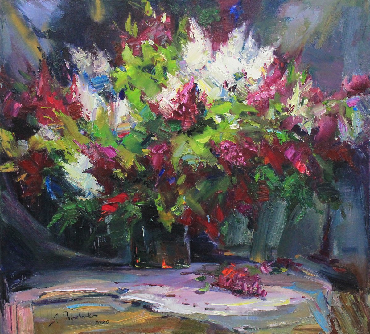 Lilac in vase still life by Alisa Onipchenko-Cherniakovska