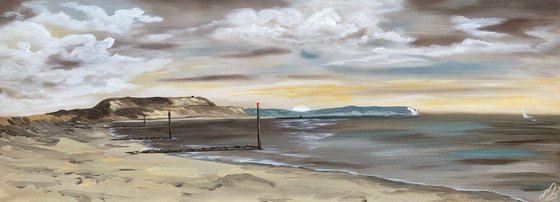 Sunrise over Hengistbury Head on a Panoramic canvas