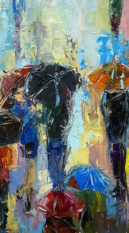 First meeting under umbrellas by Mariia Hyhar