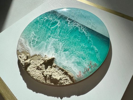 "Little wave" #14 - Miniature round painting