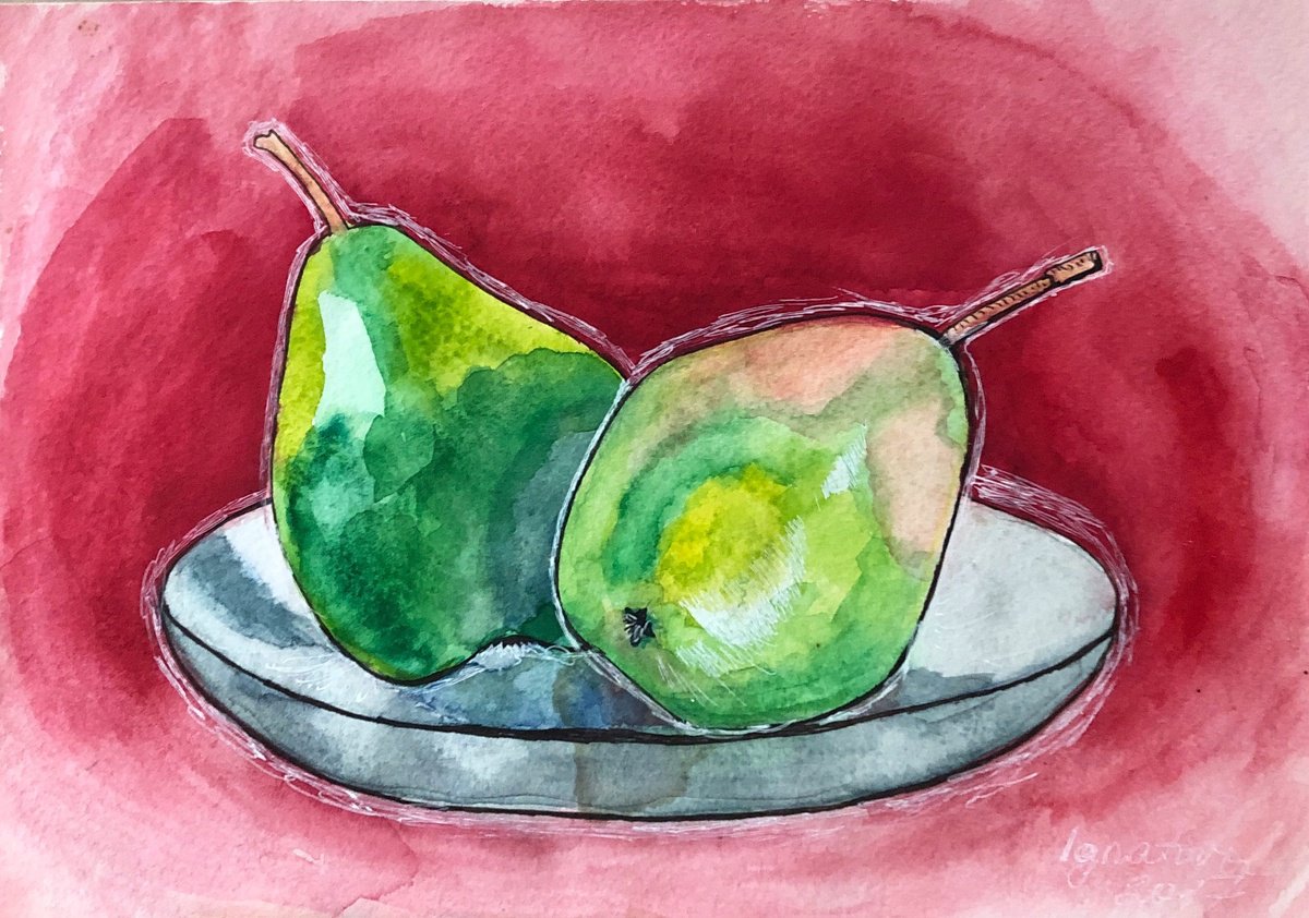 Pears on pink by Ihnatova Tetiana