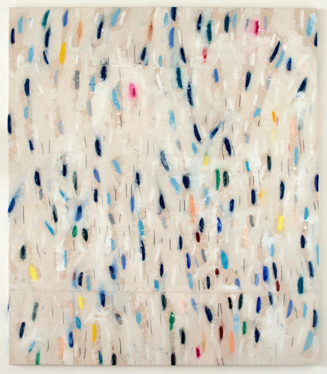 Expressive Abstract Painting By Petr Johan Marek, 51 X 59", Indigo And White, Original Artwork