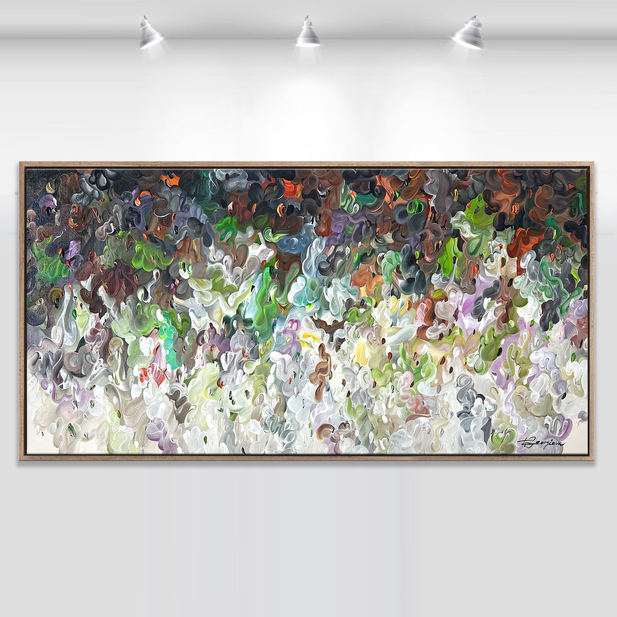 Organic Abstract Acrylic Painting By Tatiana Georgieva, 62 X 31", Rejuvenation, Original Artwork