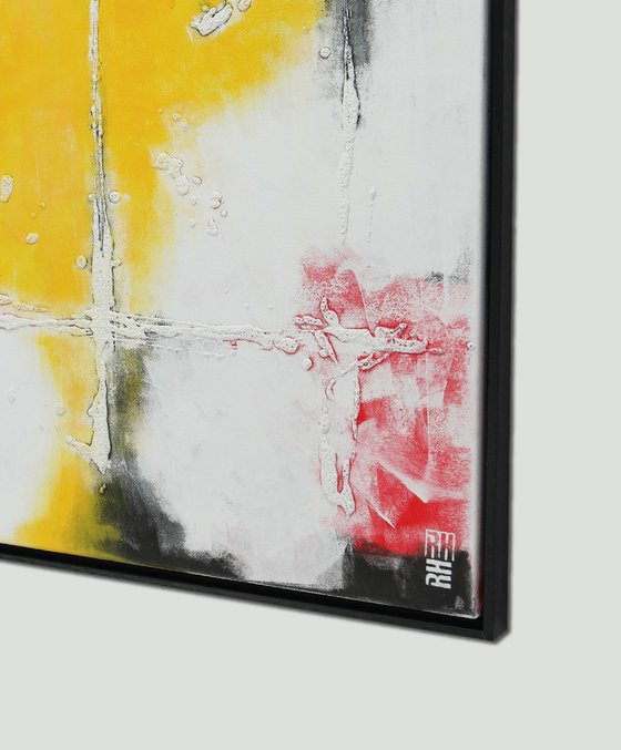 New Art collection - Incl black wooden frame - My Yellow Square - by Ronald Hunter 18F