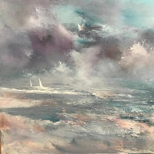 White Sails Painted Skies VI by Maxine Anne  Martin