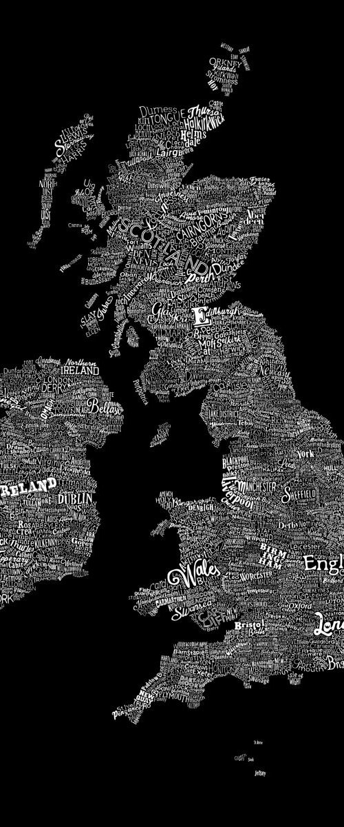 Great British Type Map (Black) by Dex