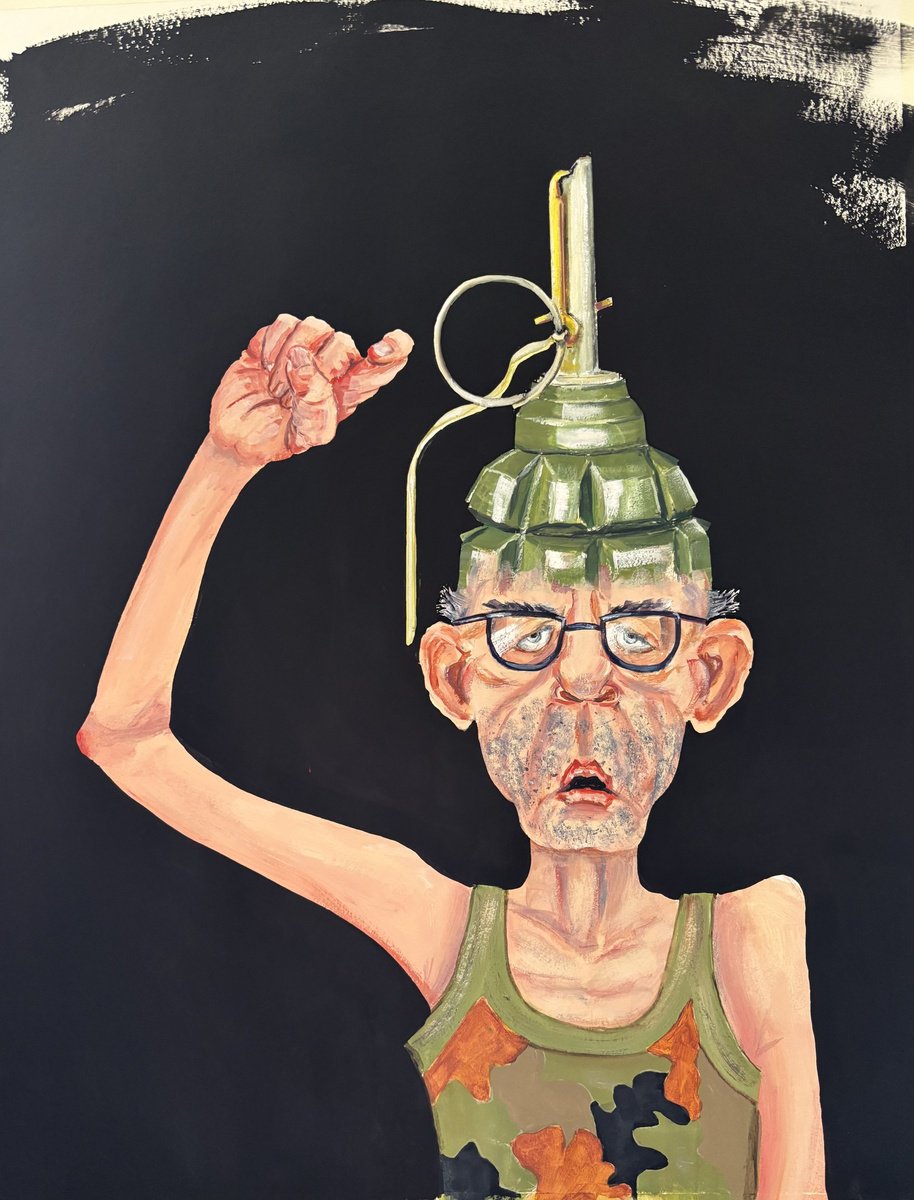 Portrait Acrylic Painting By Lena Smirnova, 19 X 25", Blow Job, Original Artwork