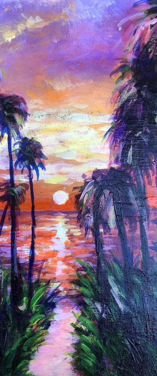 Sun Set Palm Trees by Ewen Macaulay