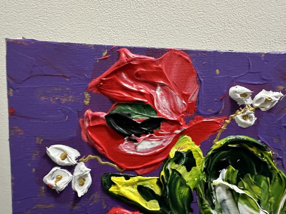 Acrylic Red poppies