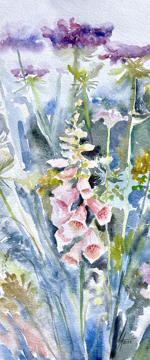 Foxglove and Wildflowers by Elena Lykhodid