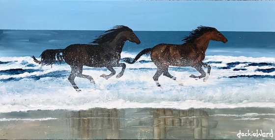 Splashing by the ocean