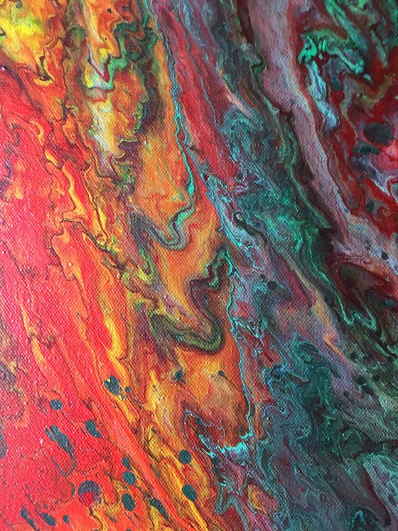 "Up In Flames" - FREE WORLDWIDE SHIPPING - Original Abstract PMS Fluid Acrylic Painting - 24 x 24 inches