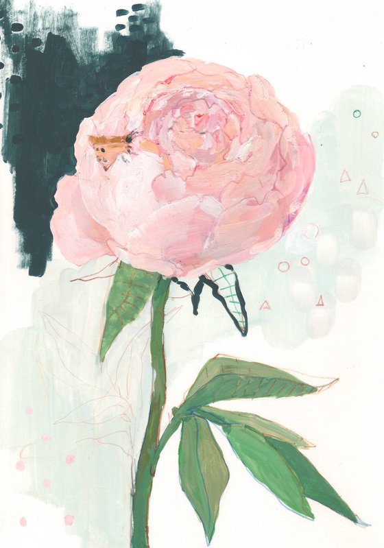 Peony. Gouache study #2