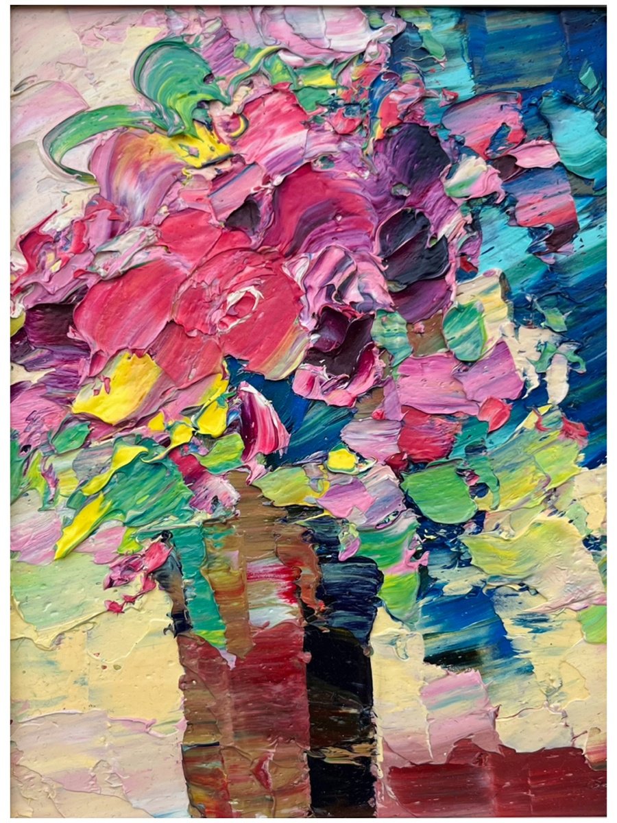 Abstract Botanical Oil Painting By Svitlana Andriichenko, 7 X 9", Summer Temptation, Original Artwork