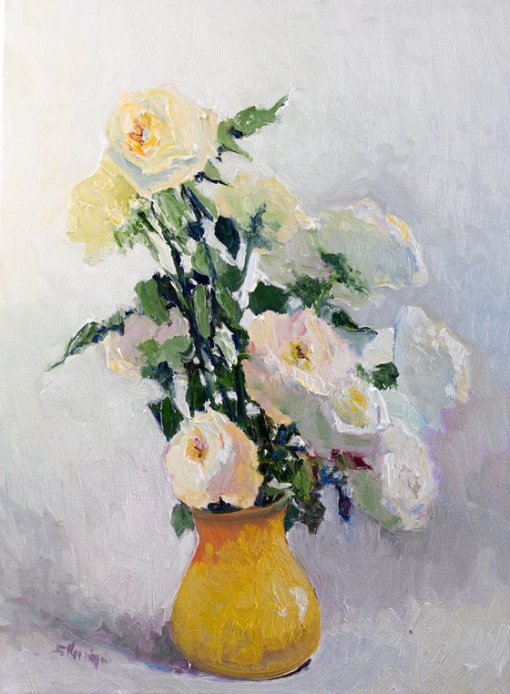 White Still life, Roses