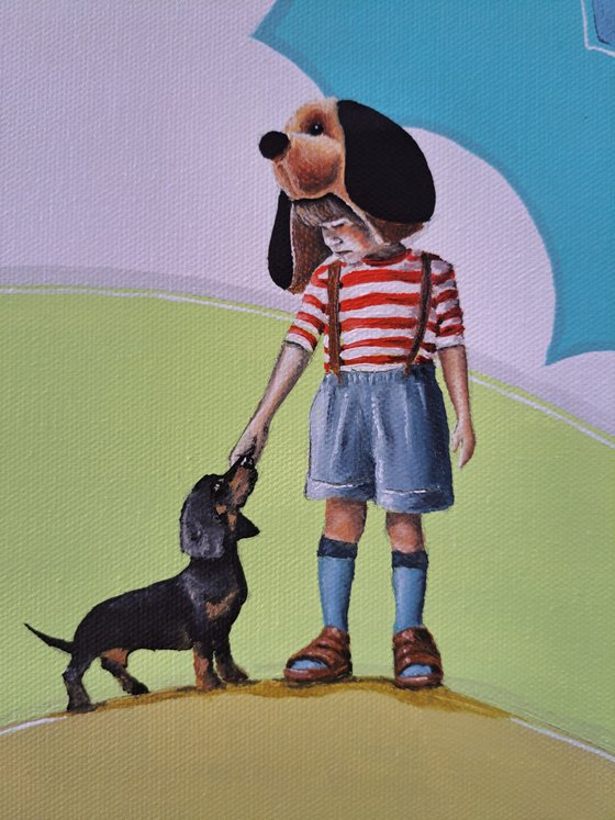 Dog,Boy,Afternoon