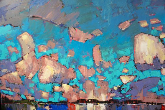 Mirror of water, boats in the clouds