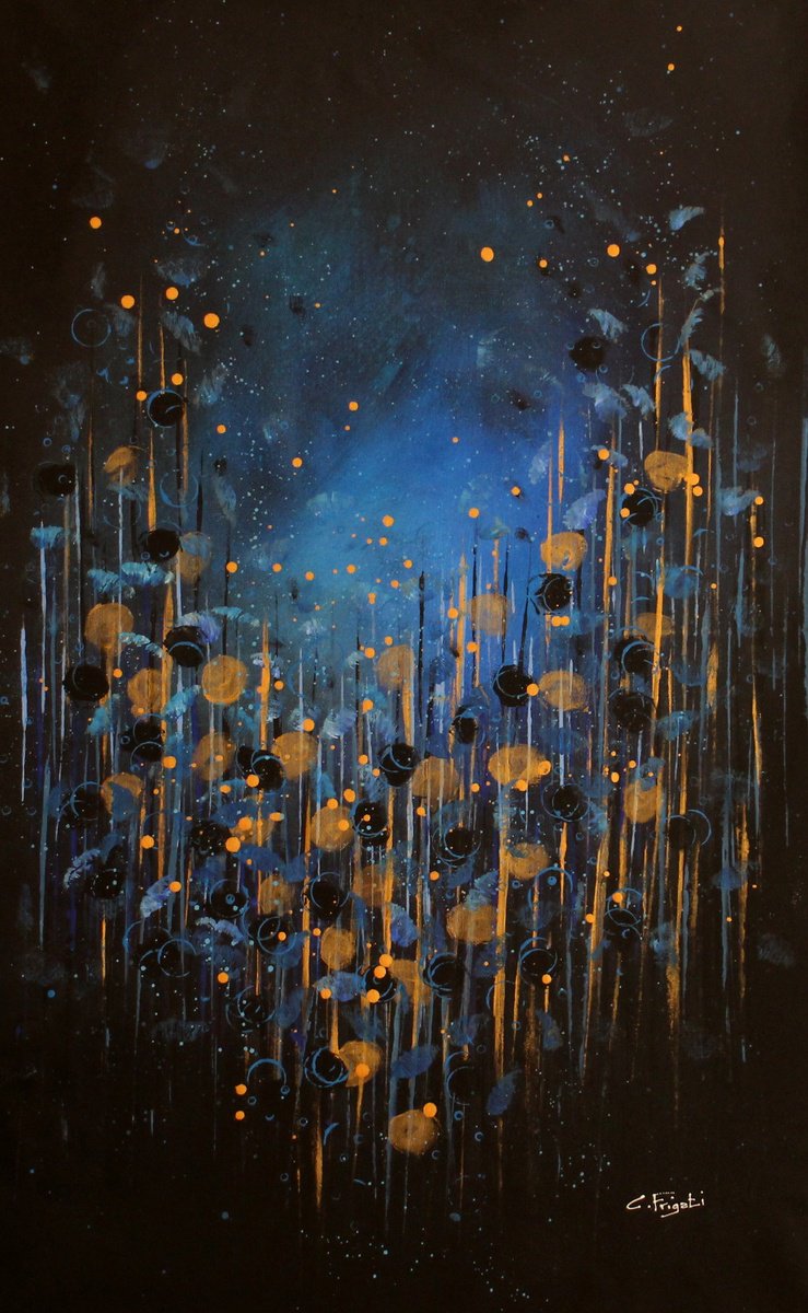 Expressive Botanical Acrylic Painting By Cecilia Frigati, 27 X 43, Perfect Atmosphere #5, Original Artwork