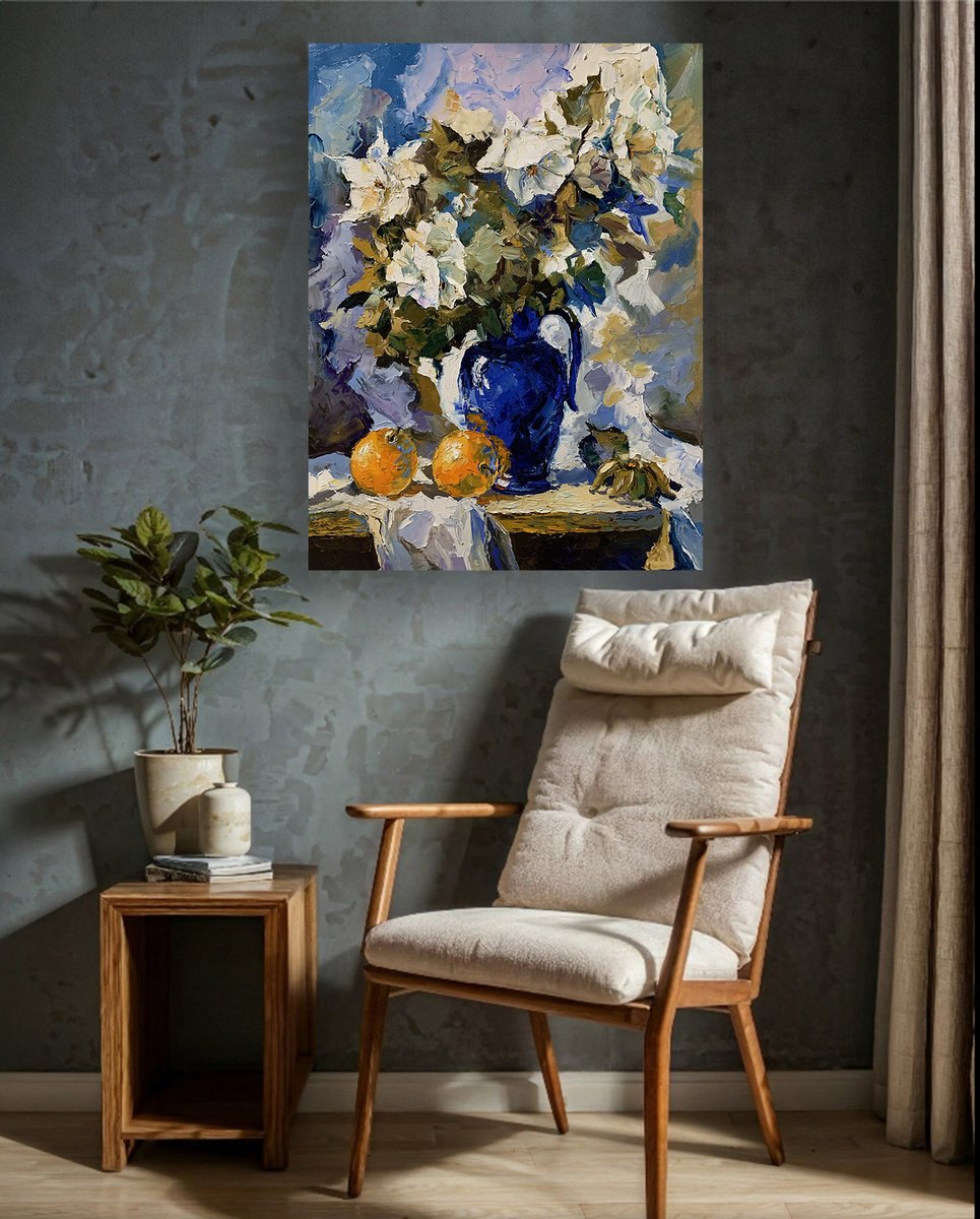 Cobalt Vase Blooms. By Vita Schagen, 24 X 31, Artwork For Sale On Artfinder