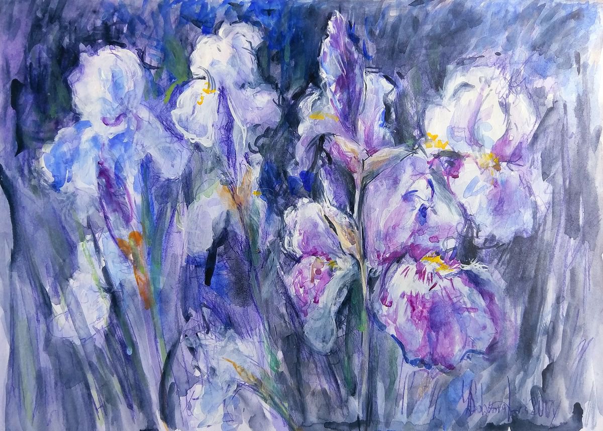 Flower power - Nighttime Irises #5 by Daria Yablon-Soloviova
