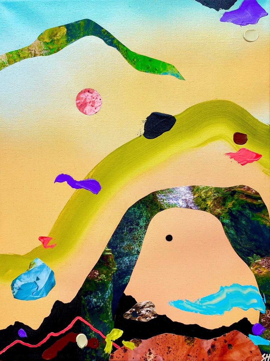 Abstract Landscape Painting By Sara Hoque, 13 X 17", Desert Sun, Original Artwork