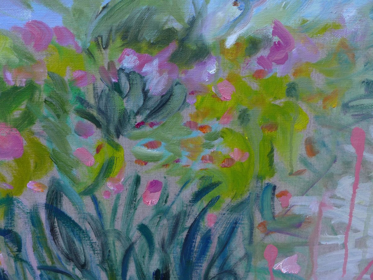 Impressionistic Landscape Oil Painting By Irina Smirnova-Seymour, 47 X 47, Apple Tree, Original Artwork