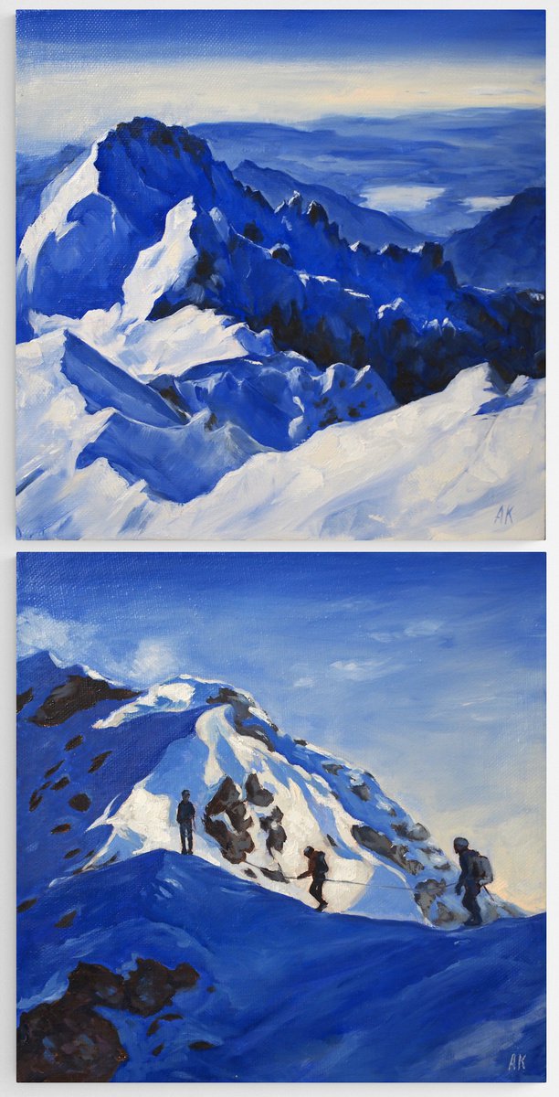 Explore the mountains - set of 2 paintings - NOT FOR SALE - will be available for purchase... by Alfia Koral