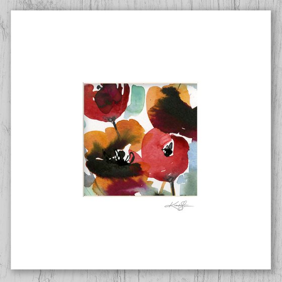 Abstract Florals Collection 6 - 3 Flower Paintings in mats by Kathy Morton Stanion