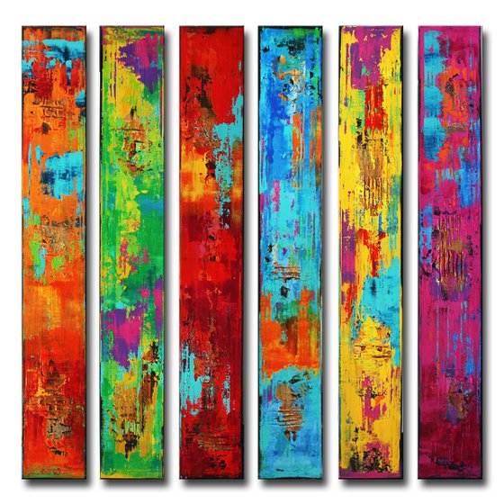 INDIAN SUMMER - 120 X 120 CMS - ABSTRACT ARTWORK - TEXTURED - SIX PARTS