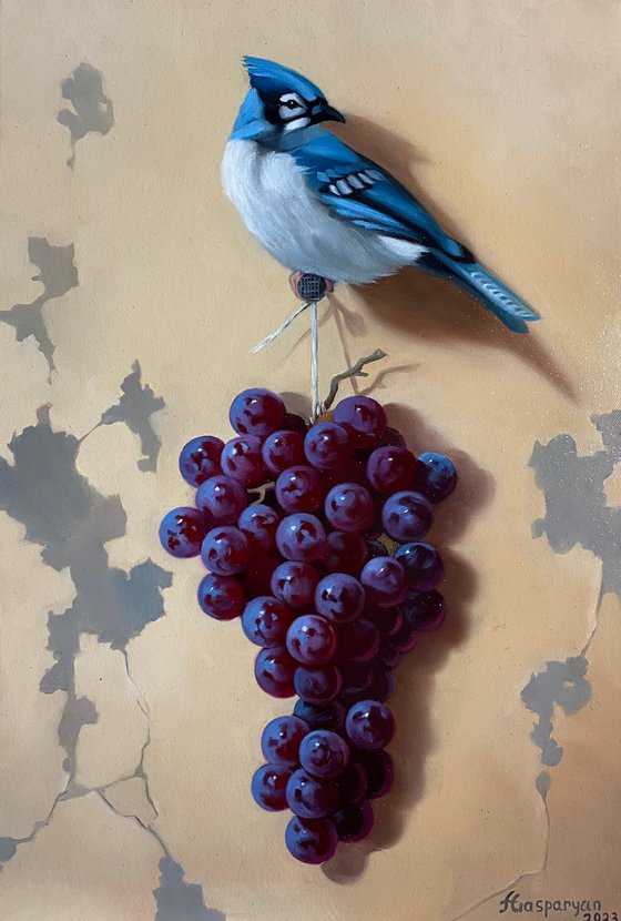Still life with birds (24x35cm, 24x35cm, 24x35cm, oil painting, ready to hang)