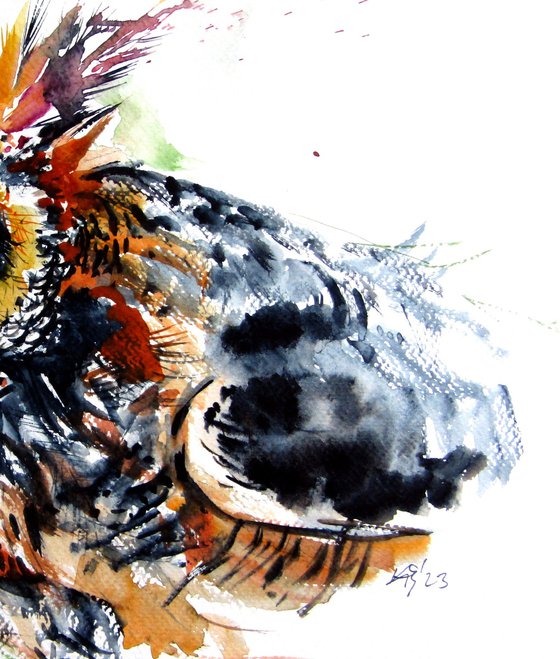 Great horned owl portrait