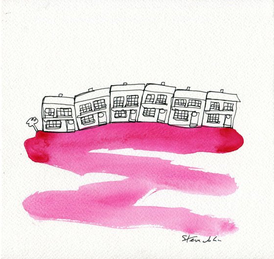 Pink Terraces 2   Original watercolour