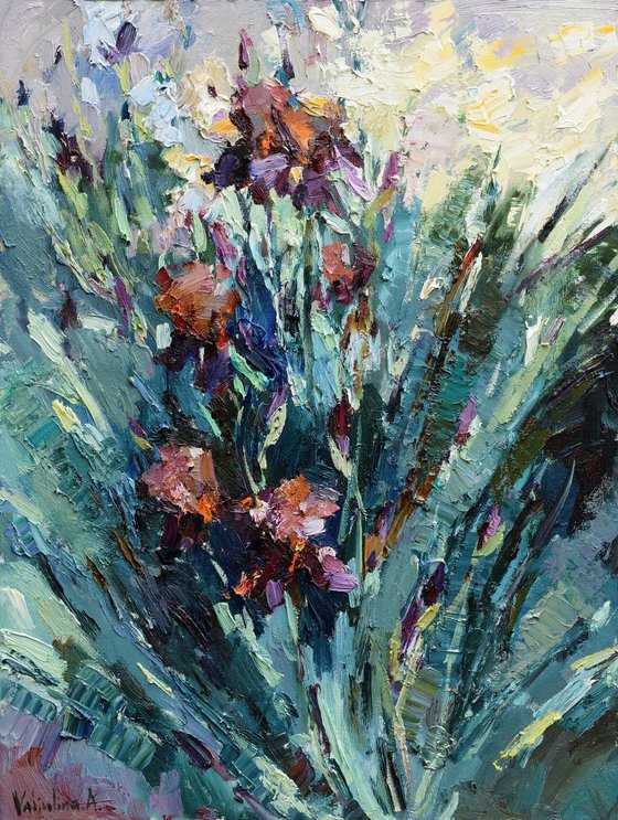 Irises floral painting