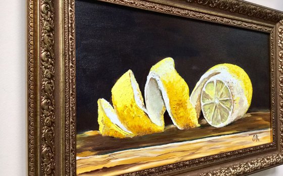 Peeled lemons. Still life