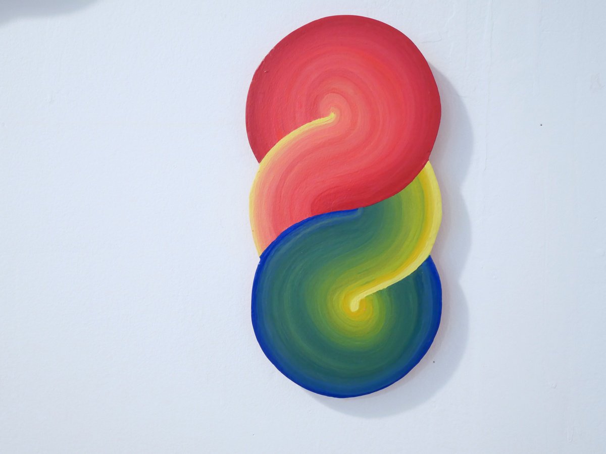 Geometric Landscape Acrylic Painting By Jessica Moritz, 6 X 12, Light Torus, Shifting Down, Original Artwork