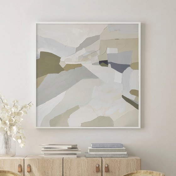 "Aura 4" Beige olive blue abstract art