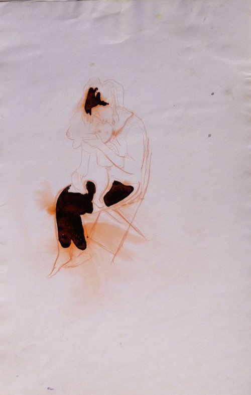 Maternity, sketch for a painting #2, 32x50 cm by Frederic Belaubre