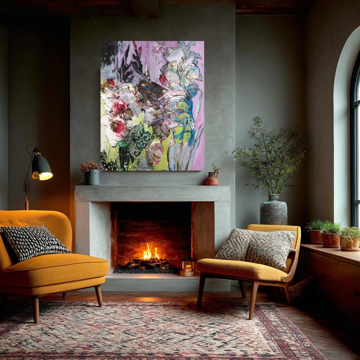 Surrealistic Oil Painting , Gladioluses For A Birthday By Yelena Ralina, 31 X 39, Artwork For Sale On Artfinder