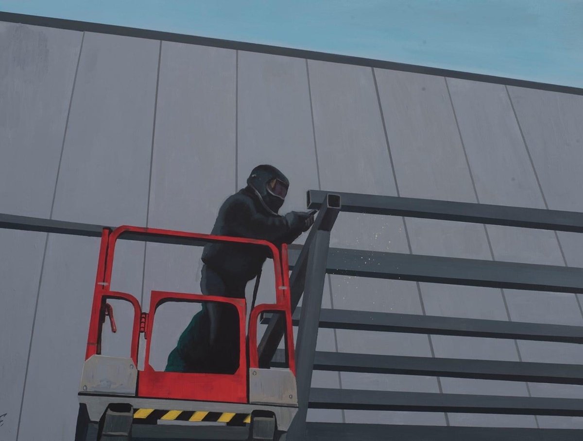 Photorealistic Cityscapes Oil Painting By Nikola Gulev, 47 X 35", "Industry", Original Artwork