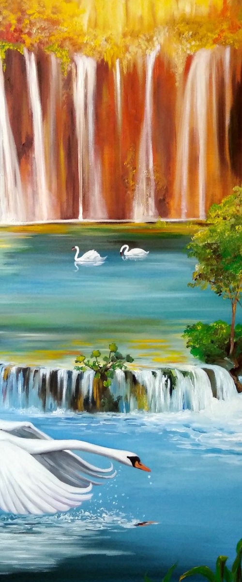 Landscape with swans by Anna Rita Angiolelli