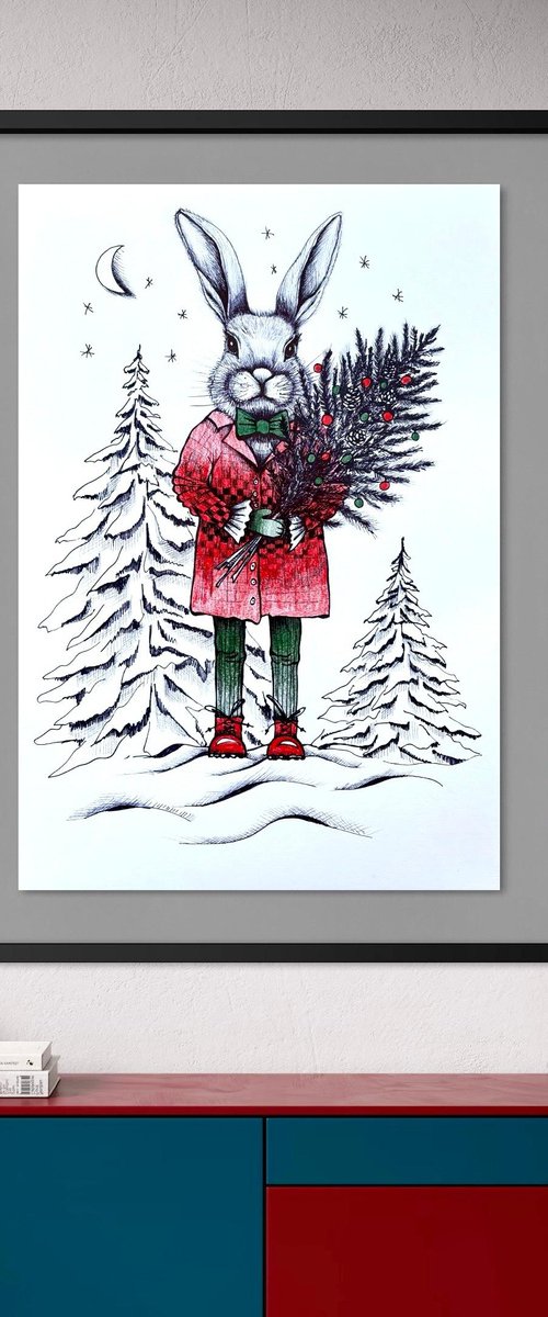 CHRISTMAS GENTLEMAN BUNNY by Maria Tuzhilkina