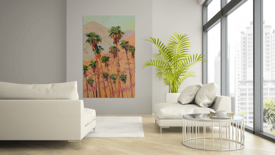 Desert Palms and Mountains. Palm Springs