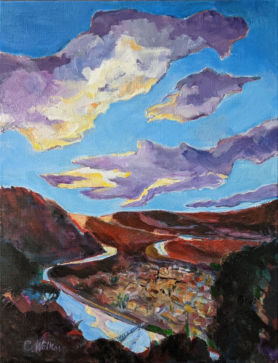 Expressive Landscape Oil Painting By Chris Walker, 11 X 14, Le Crepuscule Du Canal, Original Artwork