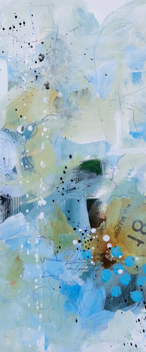 Dans le silence de l'hiver - Original abstract painting on paper - One of a kind by Chantal Proulx