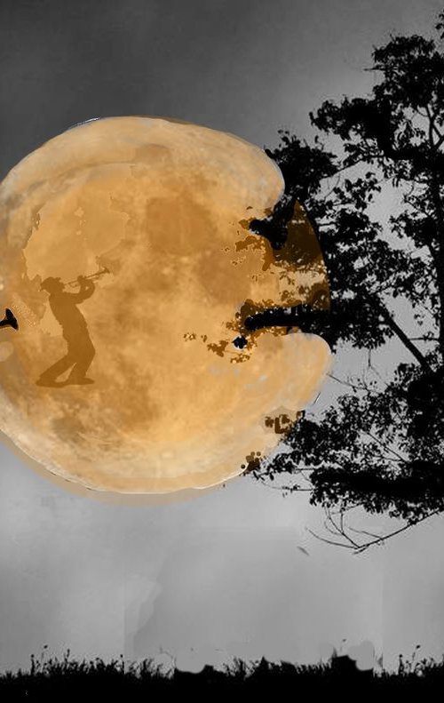 TRUMPET MAN AND THE MOON 2 by Joe McHarg