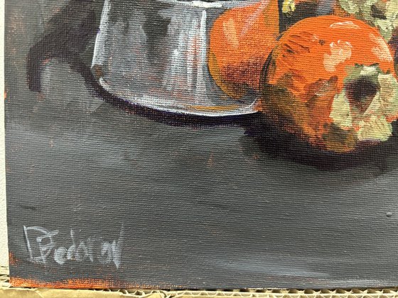 Persimmon and Vintage Coffee Pot