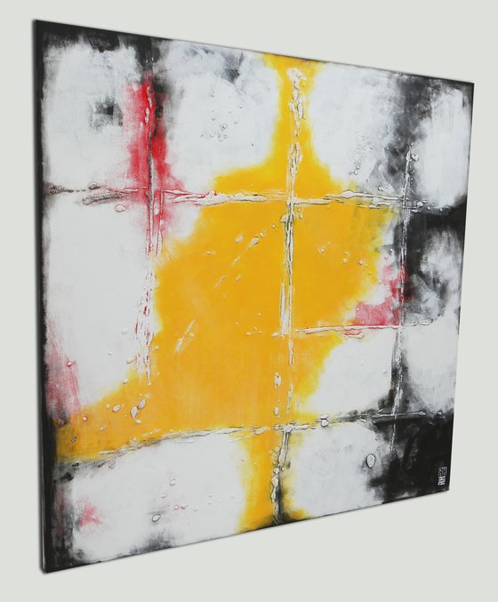 Square Abstract - White Textured - Acrylic Painting on canvas - 20D Ronald Hunter