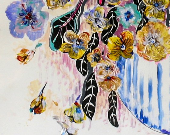 Impressionist Flowers and Butterly